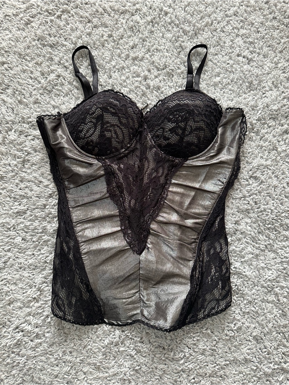 Vintage “Oh Yes” Black Lace Corset Top